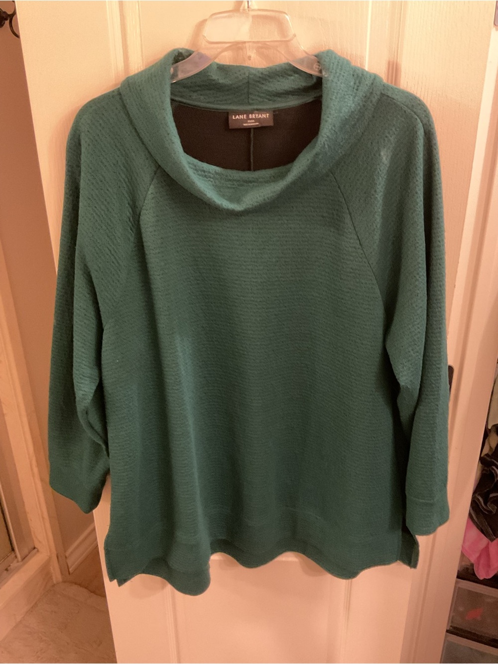 Lane Bryant Teal Cowl-Neck Pullover Sweater